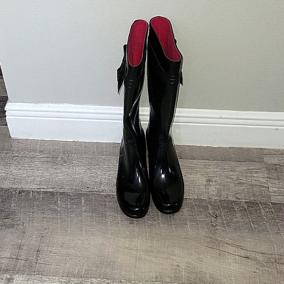 Kate Spade Tall Rain Black Raylan Wellington Boots Size 10 - Picture 2 of 7